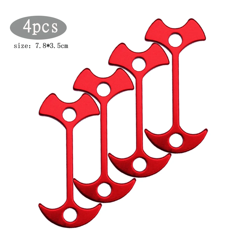 

4pcs Tent Wooden Board Clip Buckle Fish Bone Nail Hook Aluminium Alloy Stakes Peg Tensioner for Outdoor Camping Tent Accessories