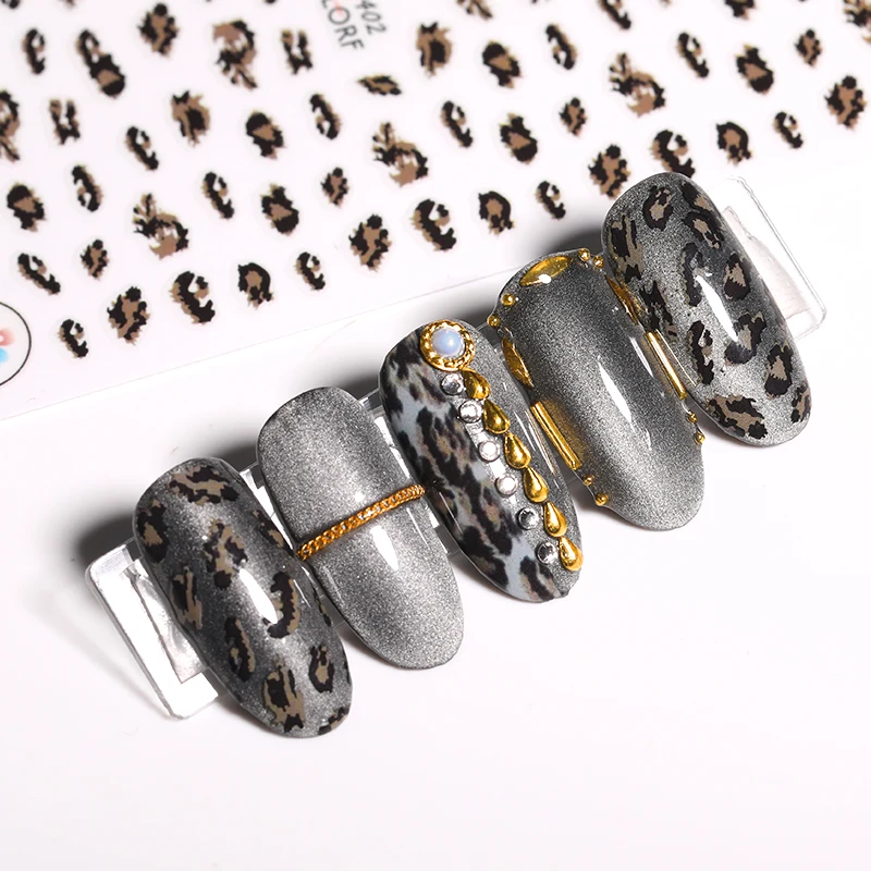 1 лист 3D наклейки для ногтей дизайна серия сексуальных леопардовых пятен с