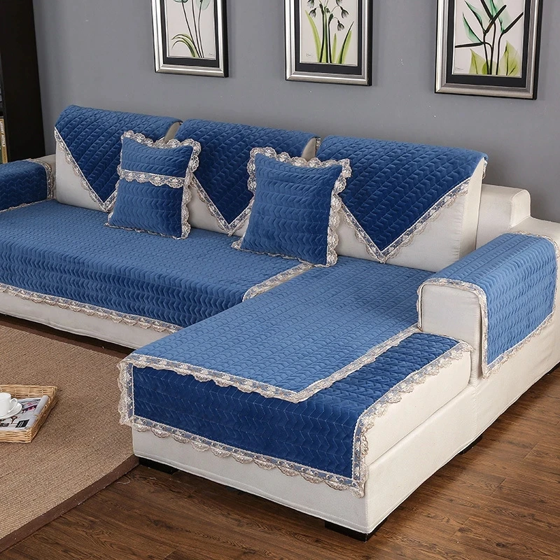 Европейский плюшевый чехол для диванной подушки всесезонный кружевной