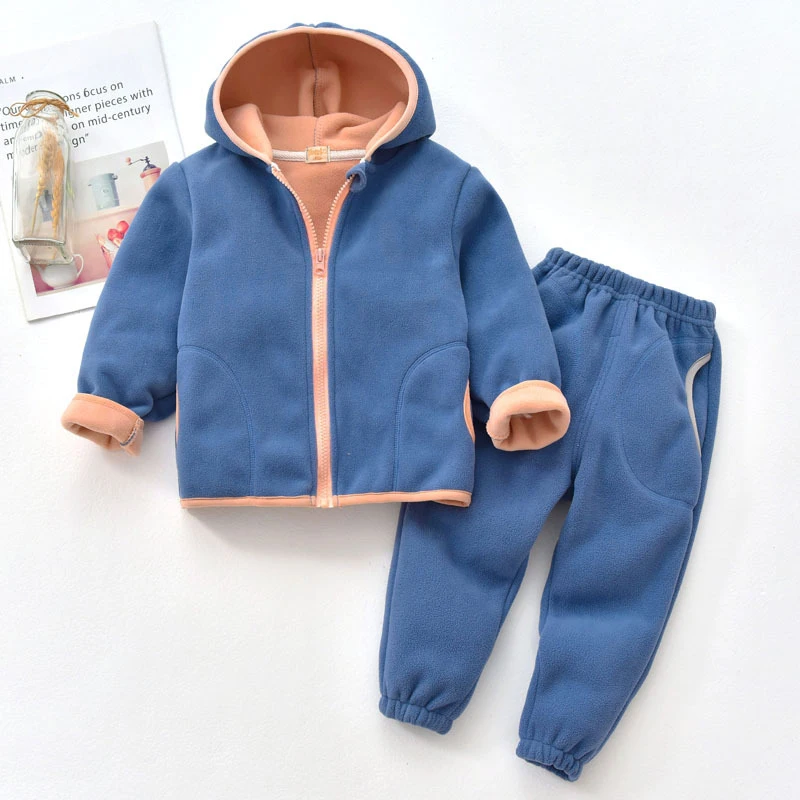 

Kids Girls Clothes Set Autumn Winter Soft Polar Fleece Hoodies Jacket Coat + Pants Suits Boys Warm Children Teen 7 8 9 10 Years