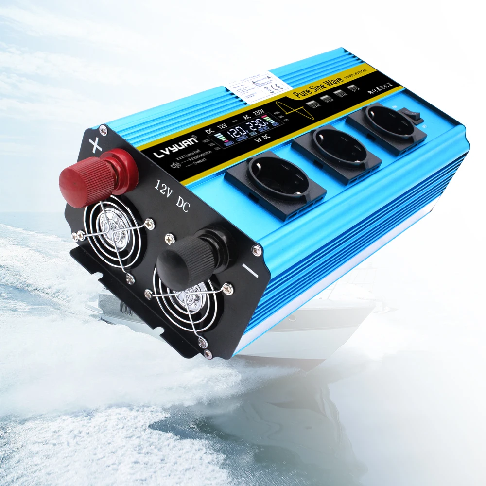 $149.99 Pure Sine Wave power inverter DC 12V/24V to AC 220V 230V LCD voltage display solar converter EU socket wireless remote control