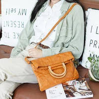 retro fashion folding highquality natural real leather ladies handbag simple casual weekend party cowhide shoulder messenger bag