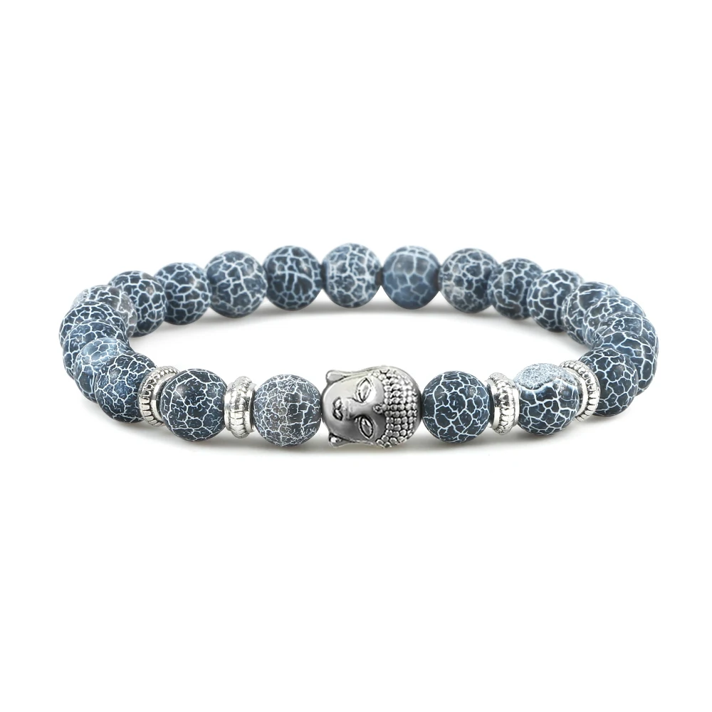 Мужской браслет из камня тигровый глаз серебряного цвета Будда Очаровательная