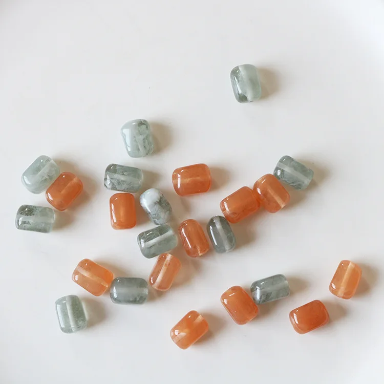 20 шт 13*8 мм Модные прямоугольные каучук акрил Бусины бусины с отверстием для