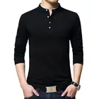 Брендовые осенние повседневные мужские футболки, модная коллекция 2021, цветная футболка с воротником-стойкой и длинным рукавом, роскошная фотография