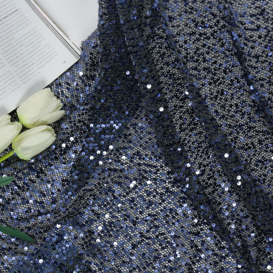 5 ярдов трехмерная рыбья шкала вышивка ткань новая Блестки с блестками и вышивкой