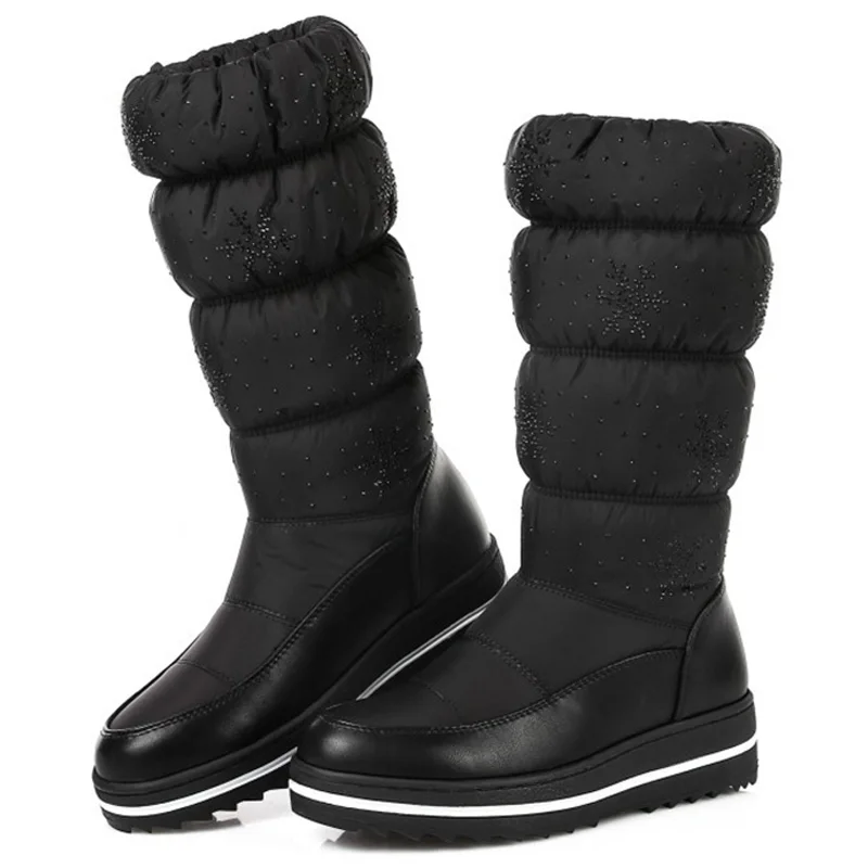 Сапоги до середины икры женские зимние сапоги хлопковые меховые женская обувь из