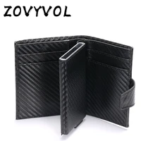 zovyvol custom wallet men anti rfid card holder case leather metal wallet male coin purse women mini carbon credit card holder