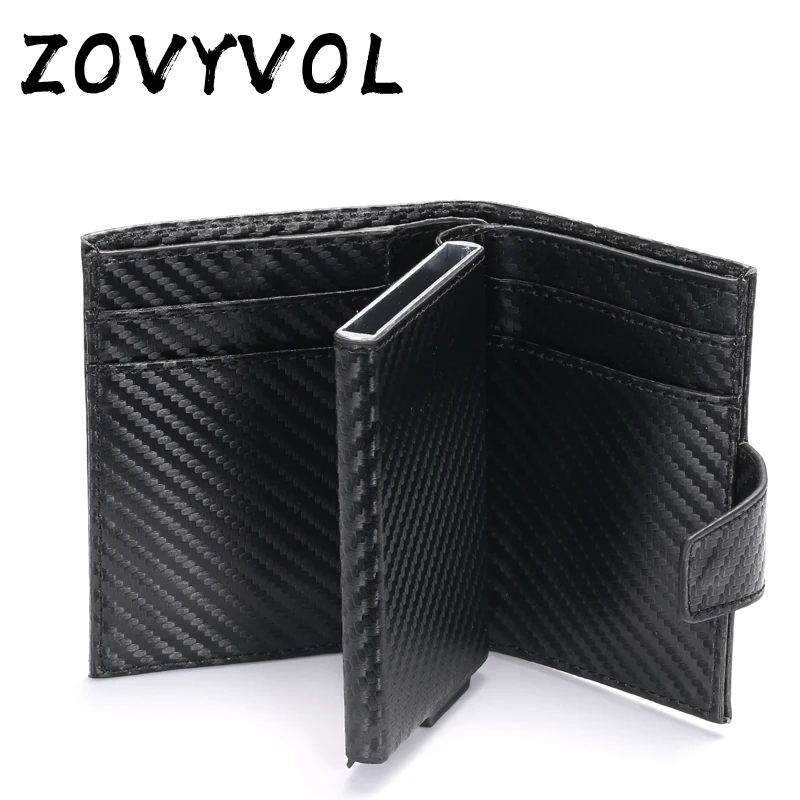 Короткий Умный мужской кошелек ZOVYVOL для денег кожаный с технологией RFID тройного