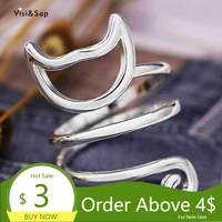 visisap creative lovely cat tmall logo rings for women open adjustable jewelry cute animal ring dropshipping gifts b2706