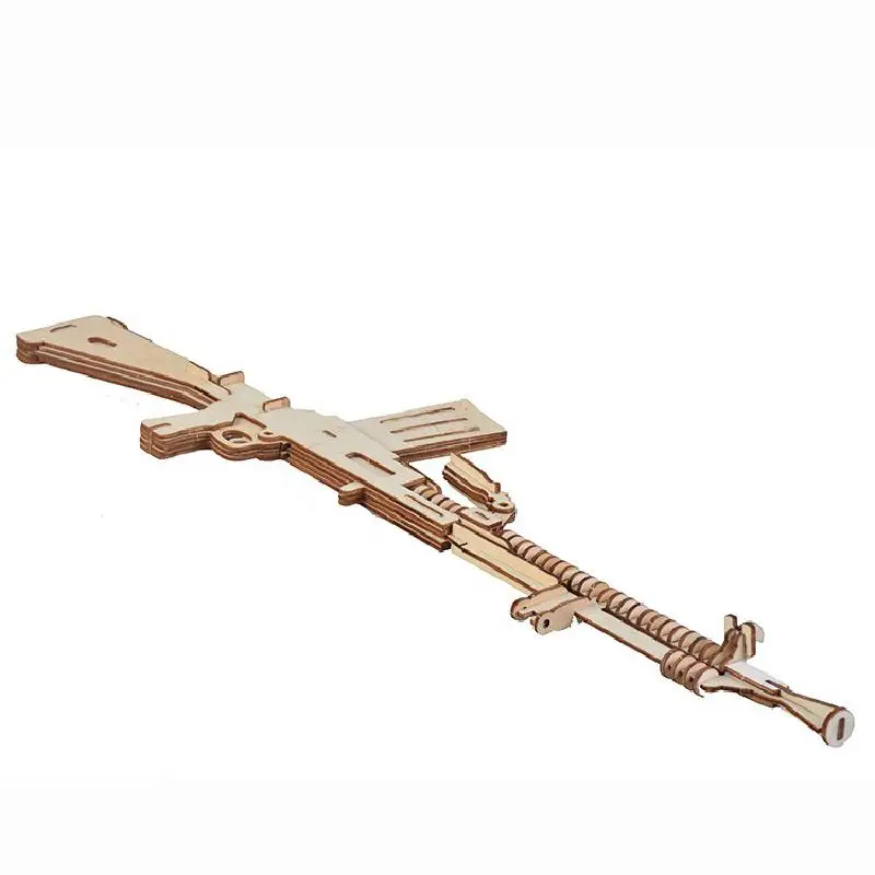 3d твердый деревянный пазл модель сделай сам Детский пулемет настольное