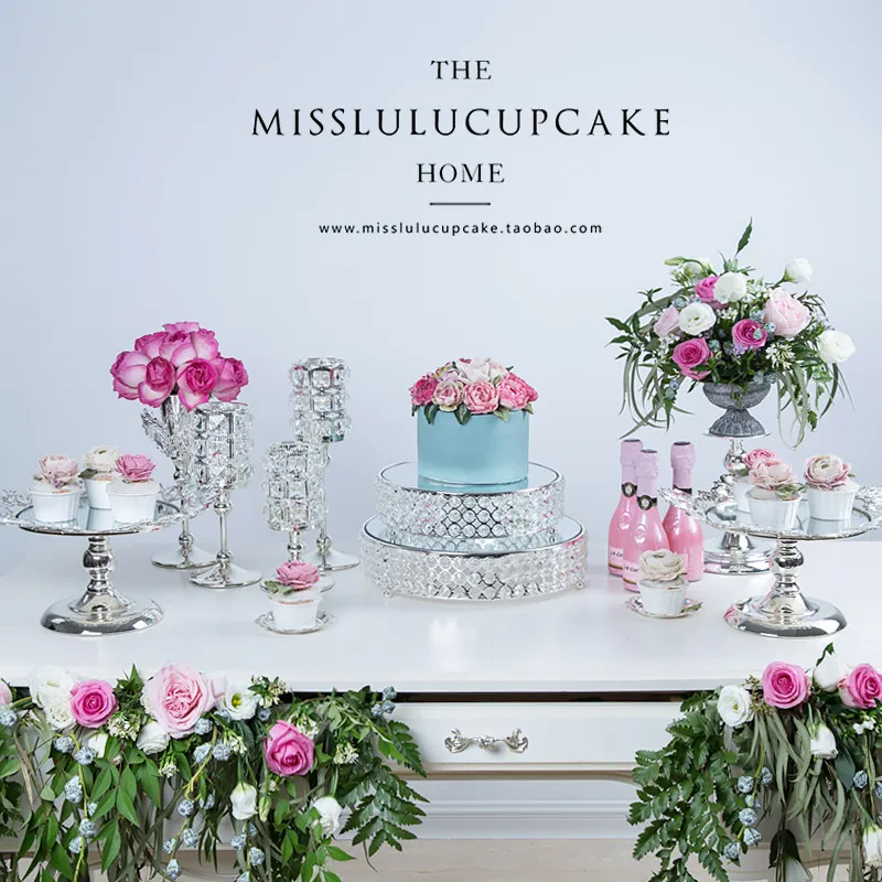 Tobs зеркальное лицо свадебная Золотая Хрустальная подставка для торта набор