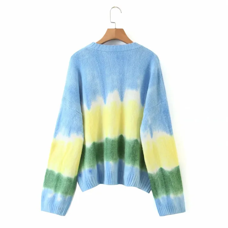 

Womens Sweaters 2020 Winter New Casual Fashion Wave Tie-Dye Pullover Tops O-Neck Loose Comfortable Streetwear Girls Sweater