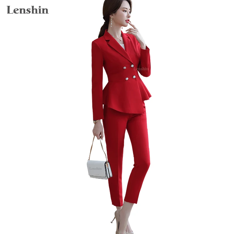 Женский комплект 2 шт. костюмы со штанами Офисная Женская одежда для работы