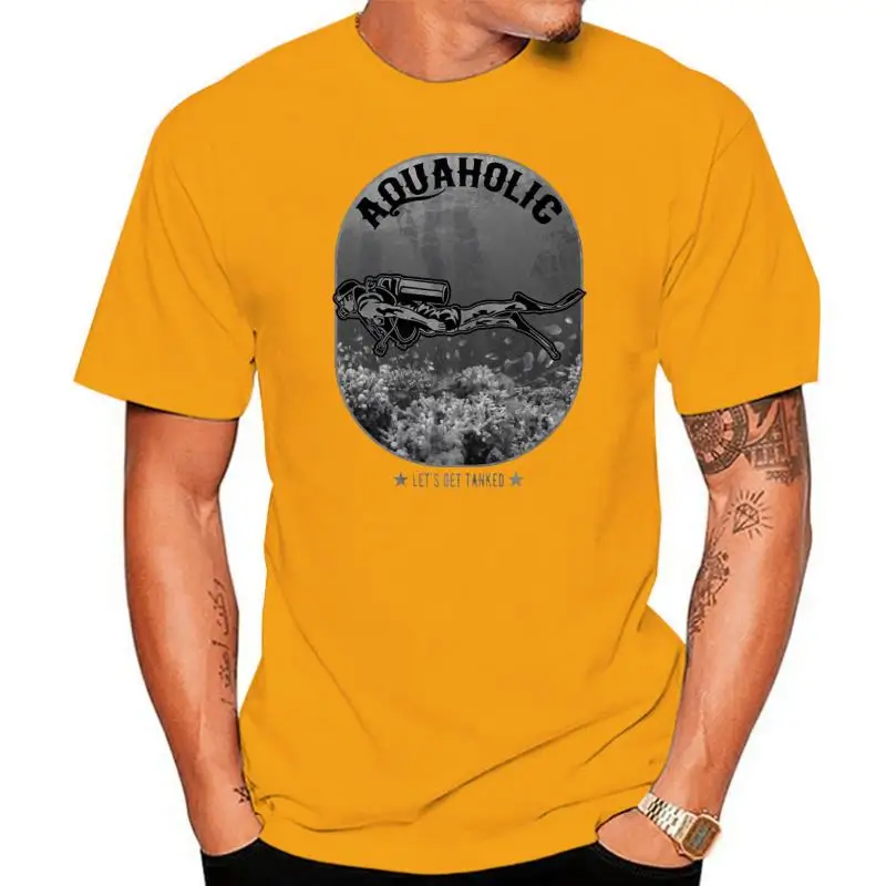 

Aquaholic акваланговая футболка для дайвинга, дизайнерская хлопчатобумажная однотонная графическая Новая модная летняя стильная крутая футбо...