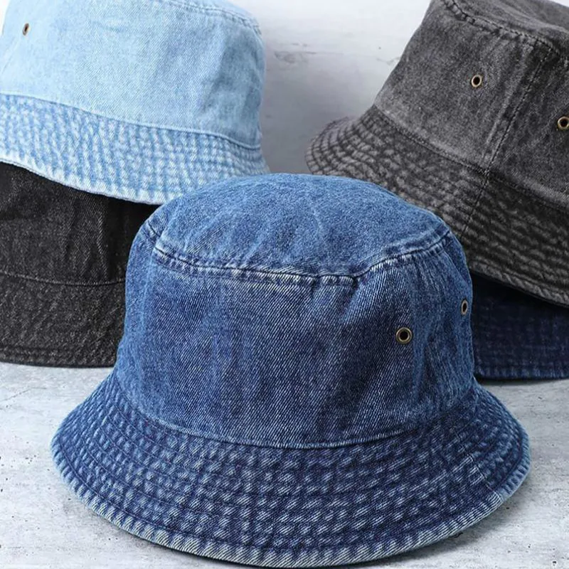

Solid Color Washed Cowboy Fisherman's Hat women Outdoor Sun Hat Four Seasons Section Lovers Fashion wild Bucket Hats