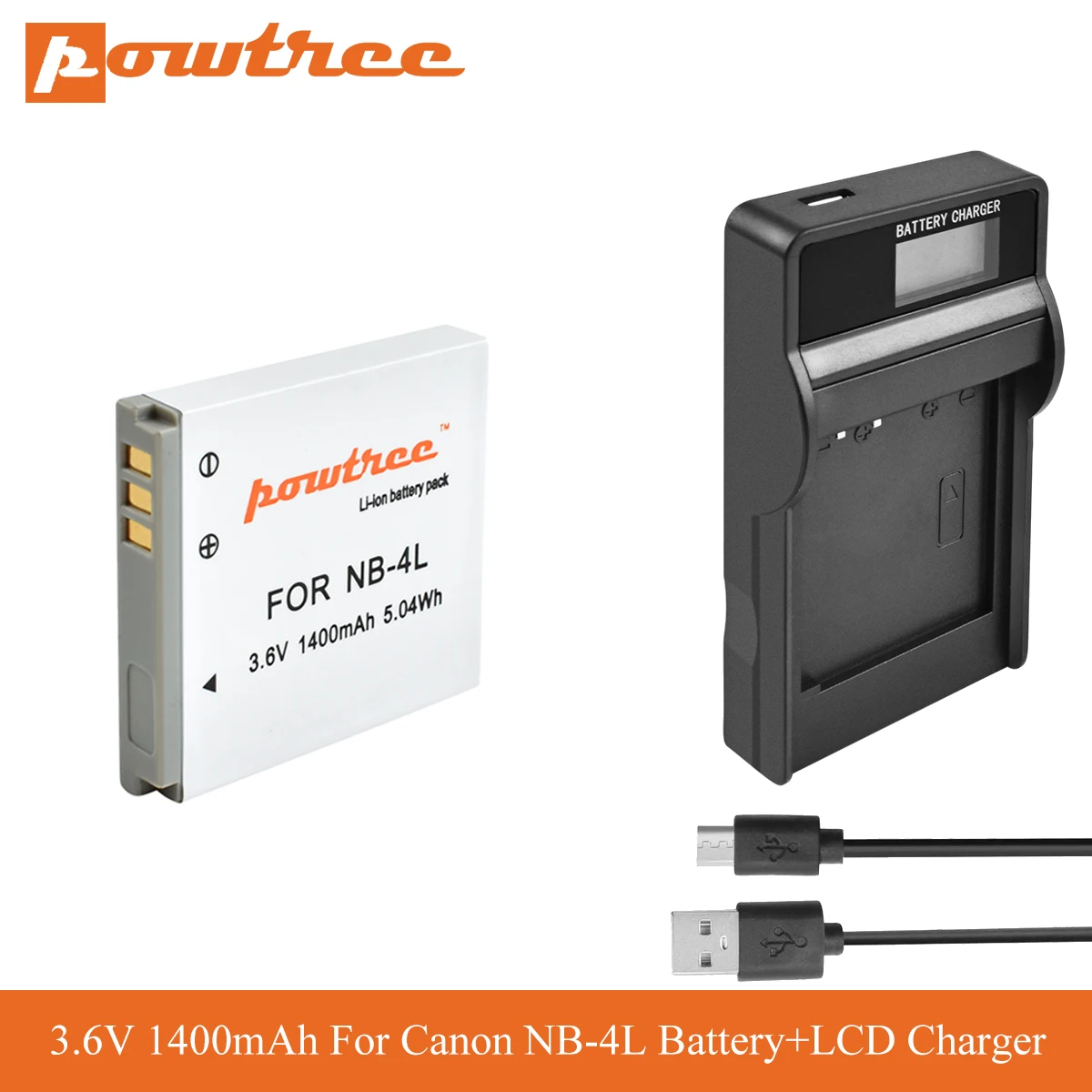 Запасной литий ионный аккумулятор POWTREE NB 4L 1400 мАч для цифровой камеры Canon IXUS 30 40 50 55