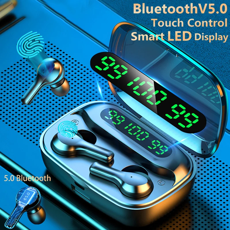 

Bluetooth V5.0 Smart Touch Earphones Wireless Headphones With Microphone Sports Waterproof HIFI Stereo Noise Cancelling Headset