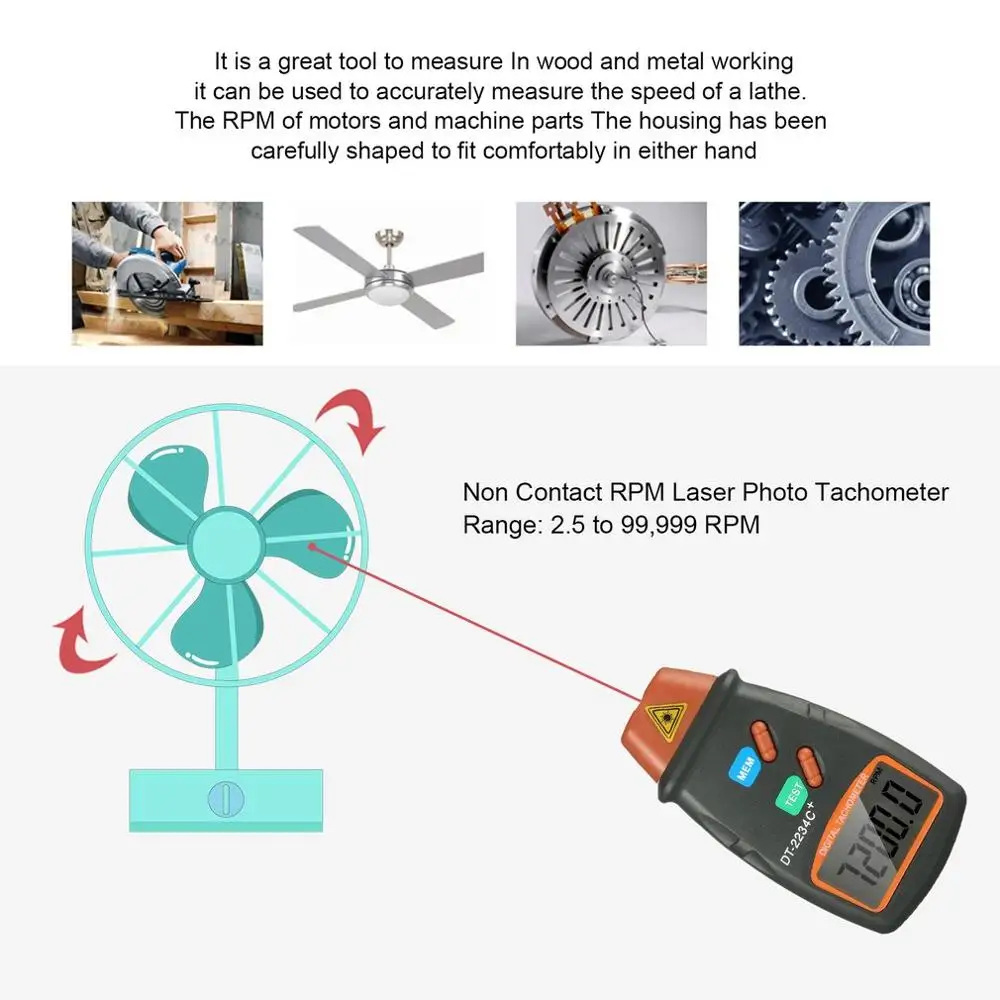 2019 Новый цифровой лазерный фото тахометр Бесконтактный RPM датчик скорости