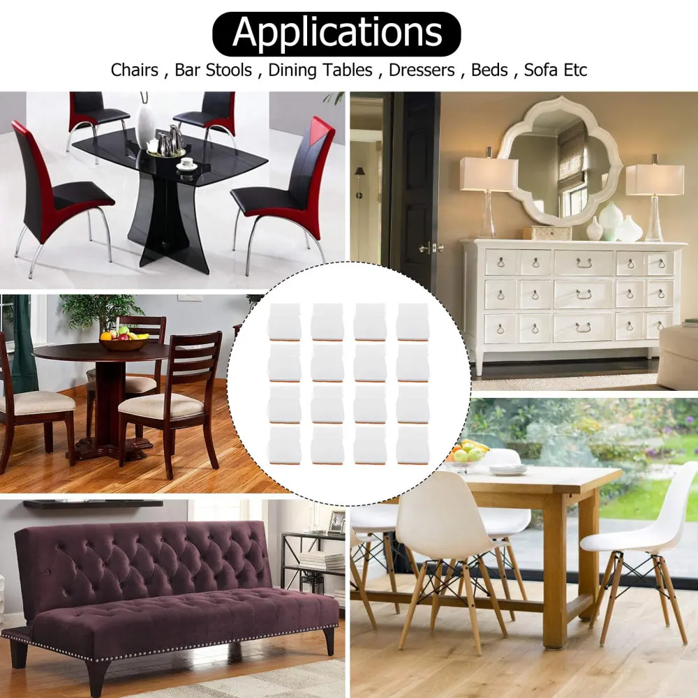 

1 Set 16Pcs Non-slip Silicone Furniture Caps Practical Floor Protectors (White)