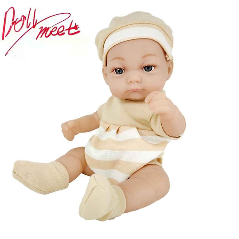 

New Reborn Baby Dolls 11Inch Toddler Girls Soft Silicone Lifelike Eyelashes Reborn Baby Kits Matched DIY Warm Plaid Doll Clothes