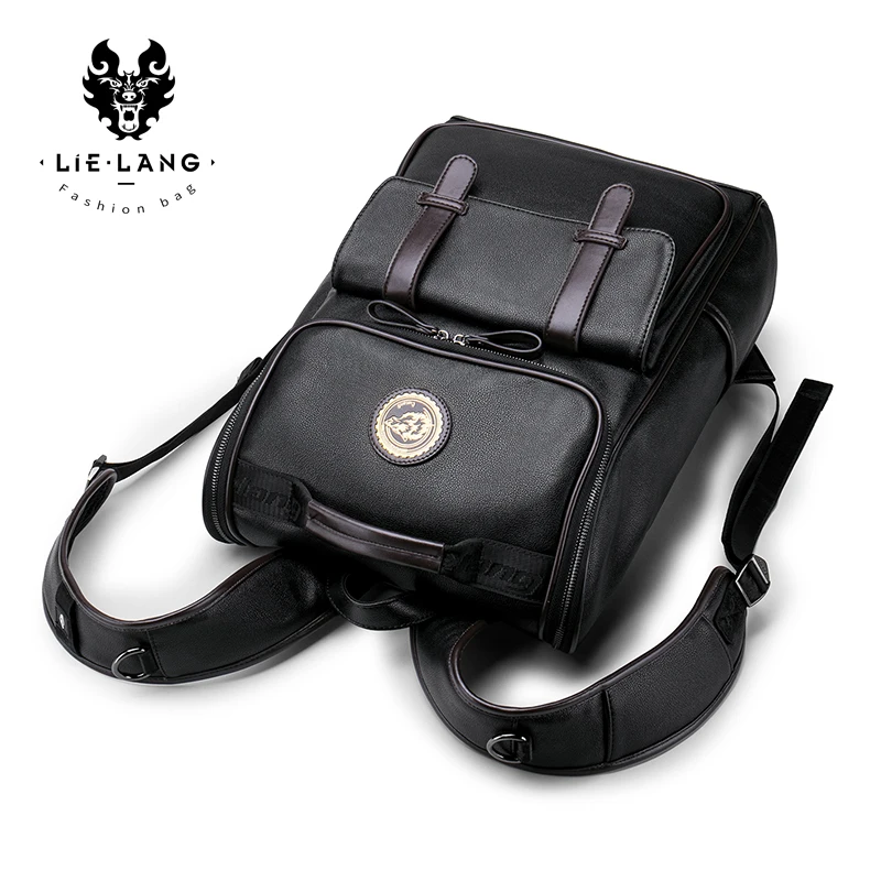 Мужской кожаный рюкзак LIELANG повседневный школьный для колледжа простой дизайн |