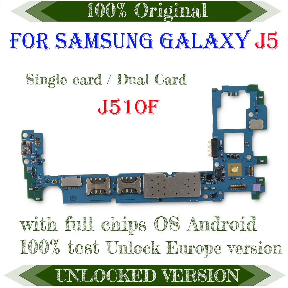 Полностью рабочий Оригинальный разблокированный для Samsung Galaxy J5 J510F материнская