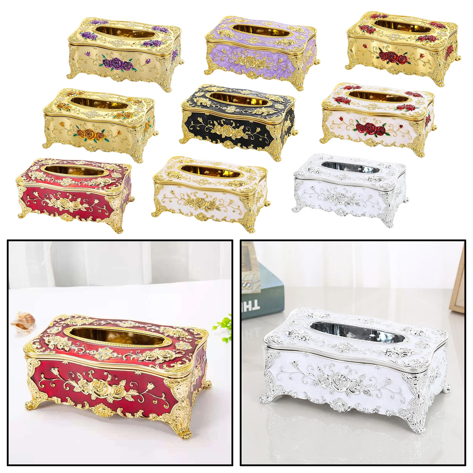 

European Tissue Box Cover Rectangular Paper Toilet Bedroom Case Hotel Holder