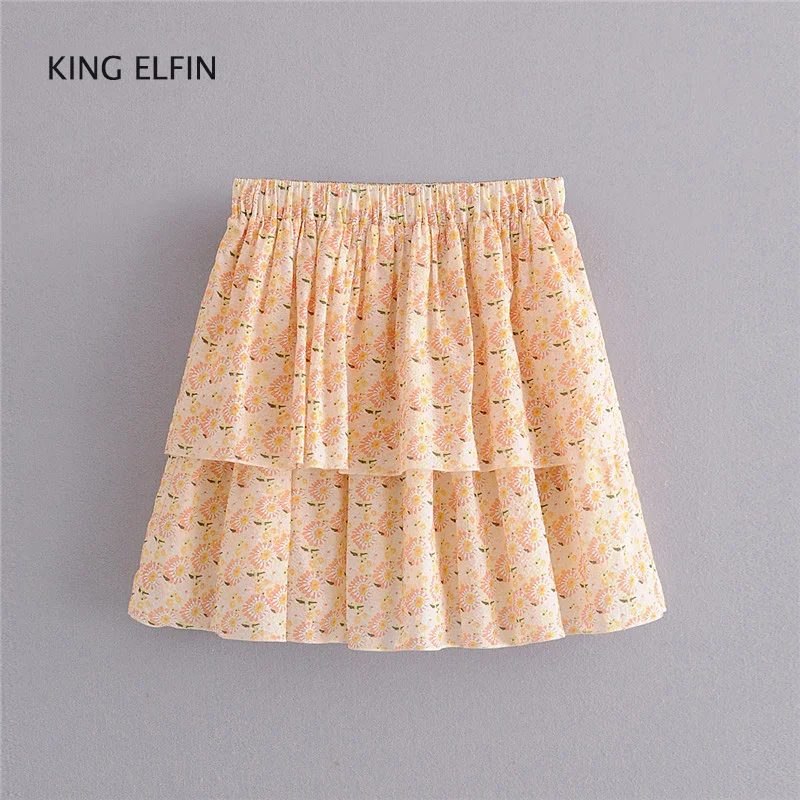 Женская плиссированная юбка KING ELFIN модная короткая для отдыха с высокой талией и