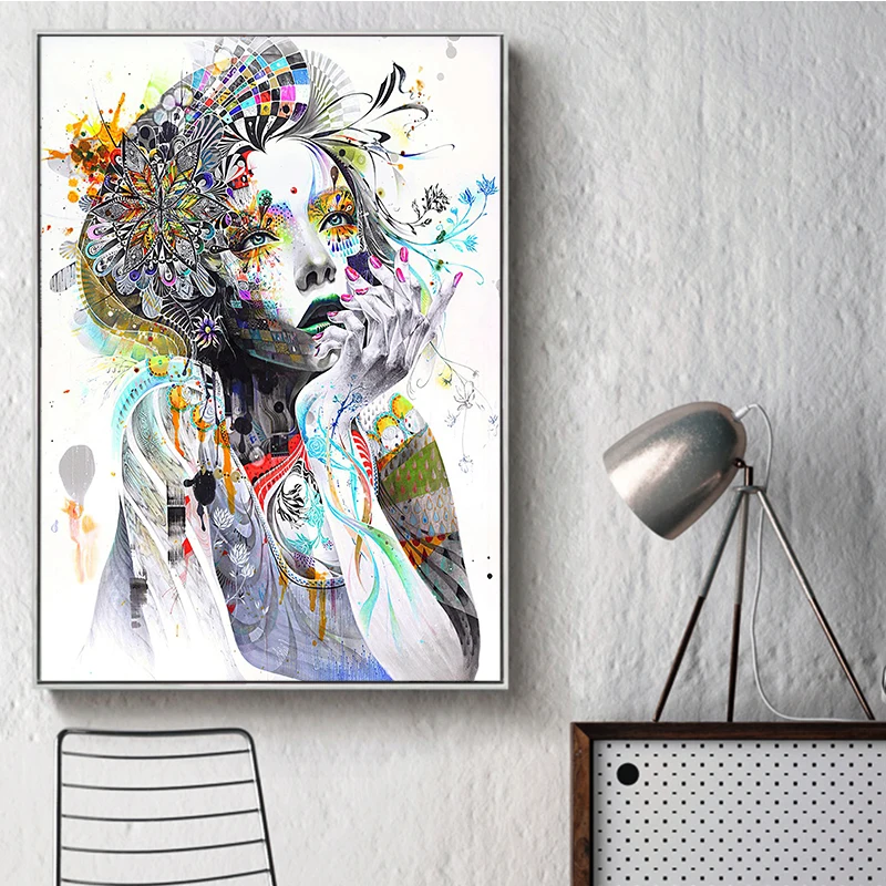 Абстрактная картина девушка сексуальные губы Цветы Картина маслом на холсте