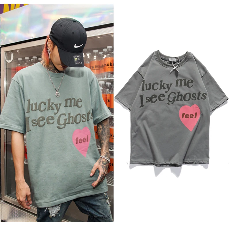 

Kanye West Kids See Ghosts Oversize Men T Shirt Tour Commemorative Printed Retro Loose Harajuku Crew Neck Short Sleeve T-shirt