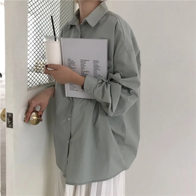 Женские блузки однотонные Свободные повседневные Универсальные женские Топы