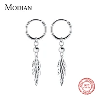 modian 925 sterling silver dangle earrings charm vintage tree of life drop earring for women leaves jewelry brincos bijoux