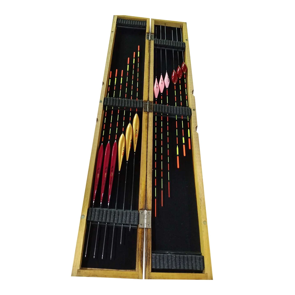 

12pcs Balsa Wood Fishing corks Angling Tackle Tool Accessoris Bobbers with Paulownia Wood Box