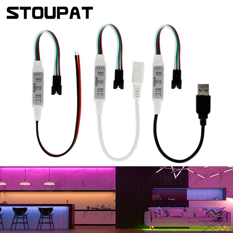 

DC5V-24V WS2812B WS2811 светодиодный контроллер USB Mini 3 ключа для пиксельный светодиодный полосы светильник SP002E SK6812 COB лента SMD светильник s диммер