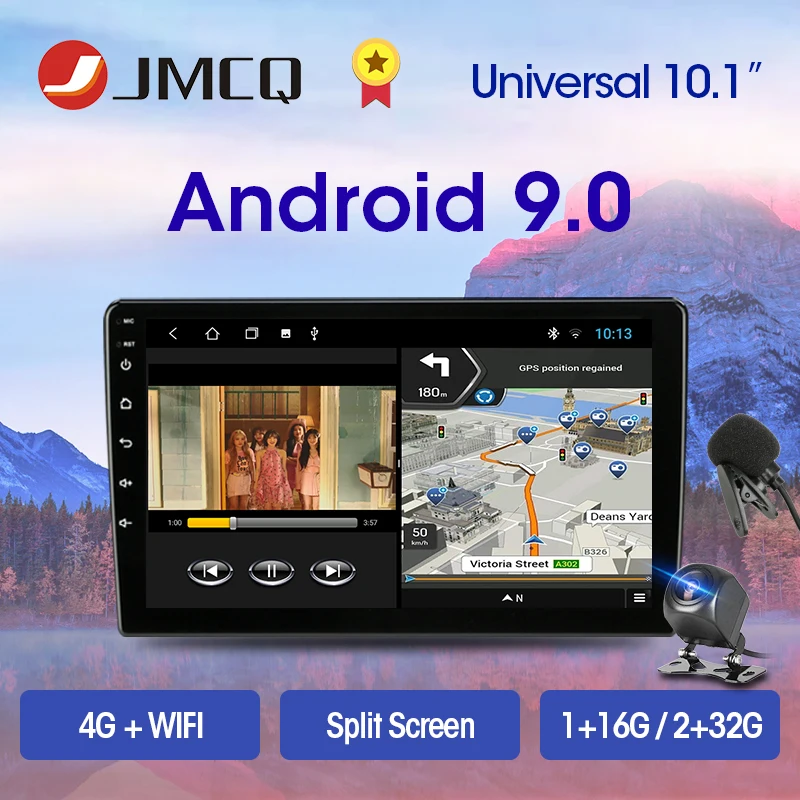 Автомобильный мультимедийный видеоплеер 2 Din Android 9 0 ГБ + 32 4G WiFi 10 1 дюйма радио GPS