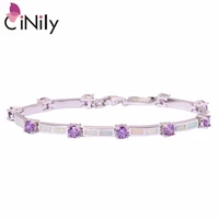cinily created white fire opal purple stone silver plated wholesale hot sell jewelry for women chain bracelet 7 14 os437