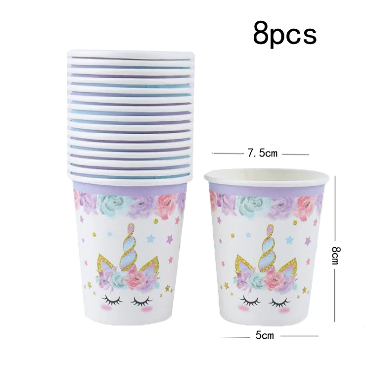 8pcs purple cup Микки Маус тема одноразовая посуда наборы бумажные тарелки и стаканы вечерние поставки вечерние баннер Свадебные/детский наряд в качестве подарка на день рождения бассейн вечерние украшения - Color: 8pcs purple cup