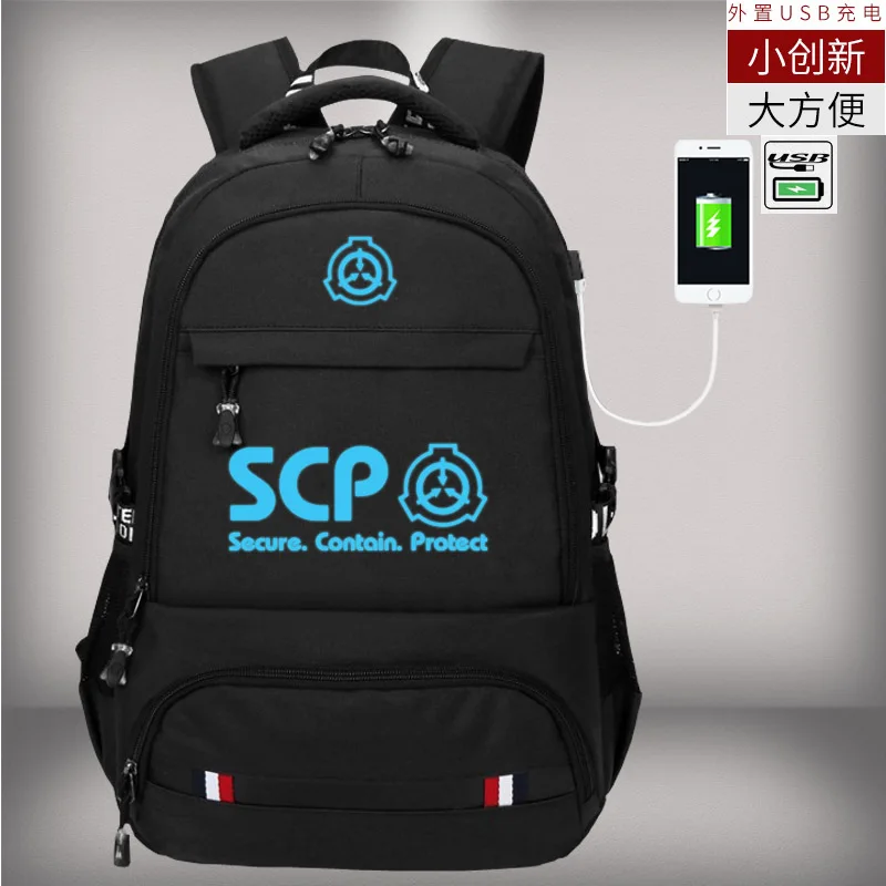 SCP аниме Светящийся рюкзак сумка Светящиеся в темноте дорожные сумки косплей для мужчин и женщин студенческий школьный рюкзак для ноутбука с USB портом - Цвет: Style 9
