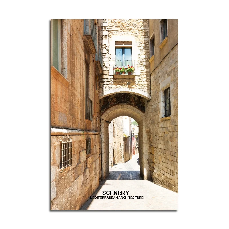 

European Field Alley Architectural Scene Scented Fabric Background Living Room Decoration Wall Wallpaper Furniture Art Style