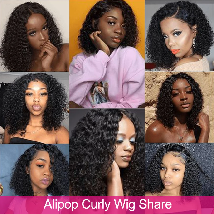 

4x4 Brazilian Deep Curly Short Bob Wig Lace Front Human Hair Wigs For Women Alipop 13x1 Perruque Cheveux Humain Wig Remy