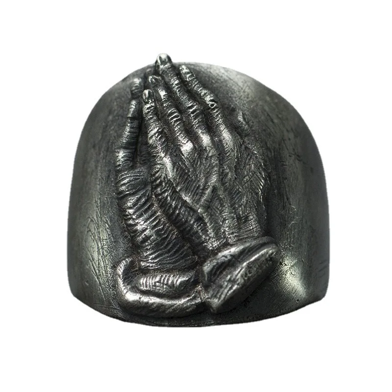 

Retro Both Hands Hand Praying Hand Ring Fashion Men's and Women's Adjustable Ring Jewelry Religious Anniversary Jewelry