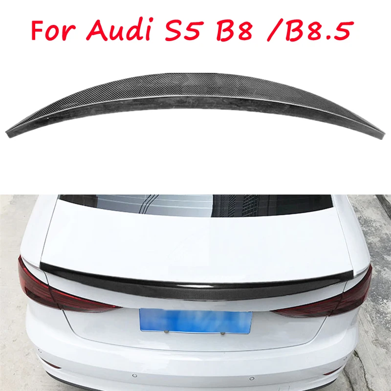

HK Style Carbon Fiber Rear Spoiler Wing for Audi S5 B8 B8.5 2008 2009 2010 2011 2012 2015 Decorated Spoiler Wings Exterior Trim