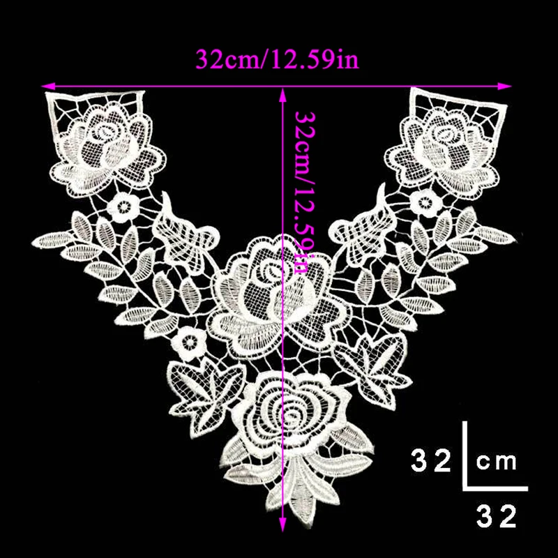 Цветочный кружевной воротник Fabic вышитая аппликация патч Женская кружевная