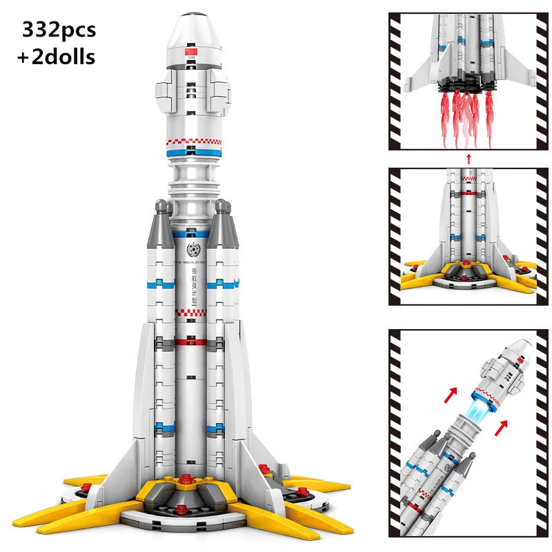 Military Carrier Launch Space Rocket Building Blocks Kit Bricks Wandering Earth Movie Model Astronaut Figures Kids Toys Gifts | Игрушки и