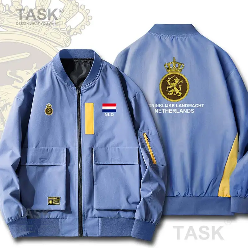 Bomber Military Biker Jacket Army Netherlands Low Countries Holland Dutch NLD Printed Pilot Casual Windbreaker | Мужская одежда
