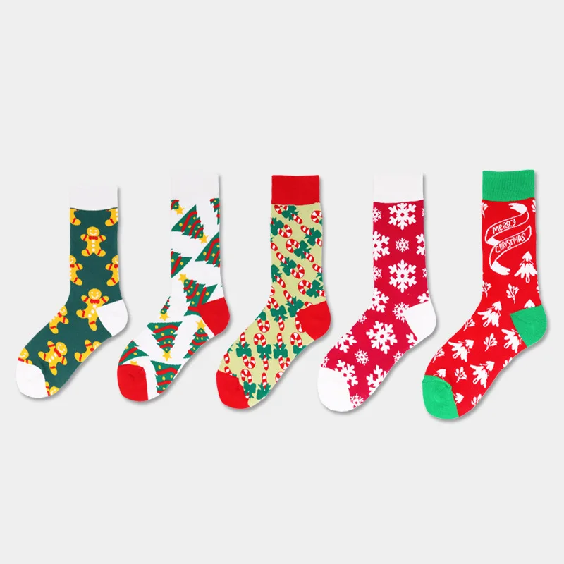 

Cute Animal Design Deer Christmas Socks Woman Funny Calf Snowflake Christmas Tree Print Men Socks New Year Gift Thick Warm
