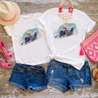 Футболка для мамы и дочки Disney, Эльза, Анна, катание на санках, семейная одежда в стиле Харадзюку, Прямая поставка