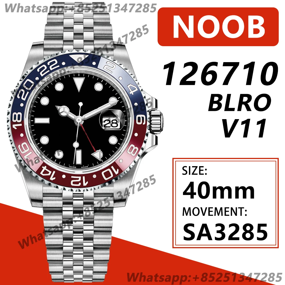 Мужской автоматический механический 40 мм GMT Master II 126710 черный Кокс настоящая