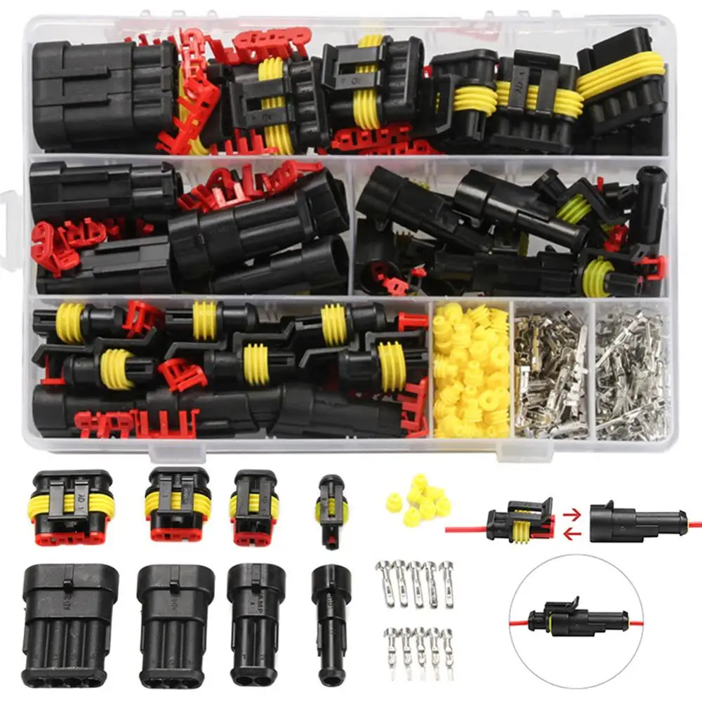 352pcs HID Waterproof Connectors 1/2/3/4 Pin 26 Sets Car Electrical Wire Connector Plug Truck Harness 300V 12A Dropship